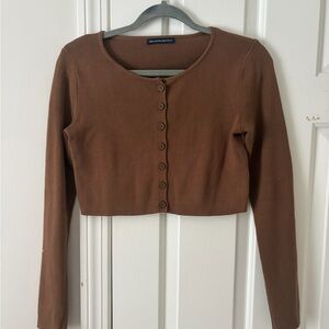 Brandy Melville Brown Crop Cardigan